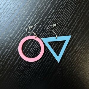 Pink and Blue Geometric Earrings